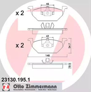 Комплект тормозных колодок дискового тормоза ZIMMERMANN 23130.195.1