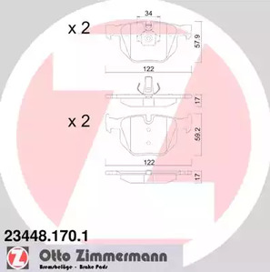 Комплект тормозных колодок дискового тормоза ZIMMERMANN 23448.170.1