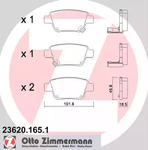 Комплект тормозных колодок дискового тормоза ZIMMERMANN 23620.165.1