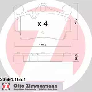 Комплект тормозных колодок дискового тормоза ZIMMERMANN 23694.165.1
