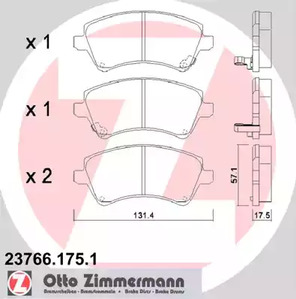 Комплект тормозных колодок дискового тормоза ZIMMERMANN 23766.175.1