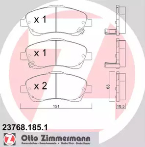 Комплект тормозных колодок дискового тормоза ZIMMERMANN 23768.185.1