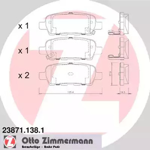 Комплект тормозных колодок дискового тормоза ZIMMERMANN 23871.138.1