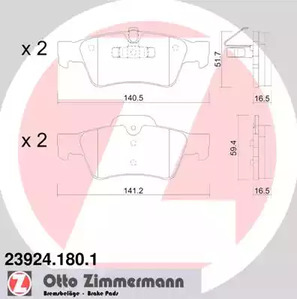 Комплект тормозных колодок дискового тормоза ZIMMERMANN 23924.180.1