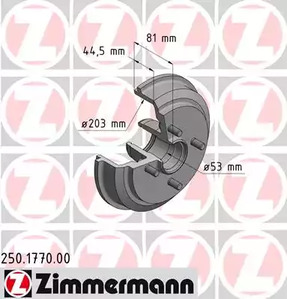 Барабан тормозной ZIMMERMANN 250.1770.00